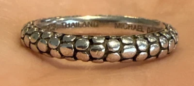 Anillo Michael Dawkins Plata Esterlina Guijarro Cuentas Banda Pila Talla 7 Foto 1 de 4
