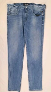 REPLAY Anbass Tapered Blue Denim Jeans M914 Zip Fly Stretch Herren W34 L32 - Bild 1 von 22