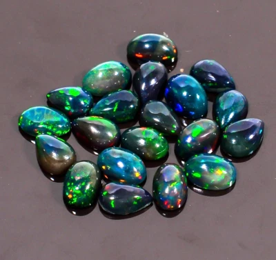 Lote de 15 piezas de ópalo etíope negro Fire Play de 6 quilates mezcla forma ópalo piedras preciosas 6X4X3 mm Foto 1 de 4