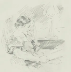 Franco Matania (1922-2006) - c.1990 Graphite Drawing, The Writer - Picture 1 of 3