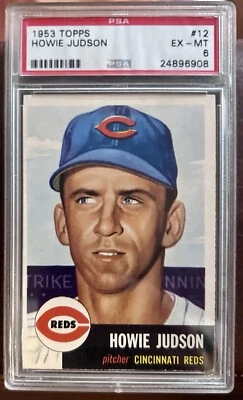 1953 Topps #12 Howie Judson PSA EX/MT 6 *Reds* - Image 1 of 2