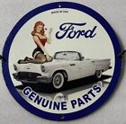 Genuine Ford Parts Usa Car Oil And Gas Garage Pinup Porcelain Enamel Sign.