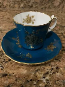 hammersley and co tea cup and saucer blue and gold - Picture 1 of 2