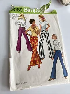 VTG Hip Hugger Pants Bell Bottom Flare Sz 12 Simplicity Sew Pattern 9069 Cut*** - Picture 1 of 10