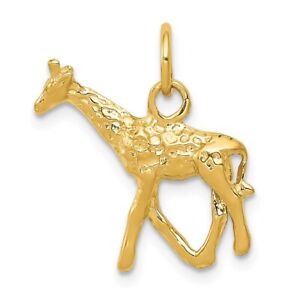 14k Yellow Gold 3D Polished Giraffe Charm or Pendant
