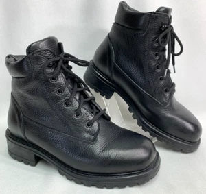 L.L Bean Damen schwarz Leder Stollensohle Schnürung Kampf Stiefeletten Größe 8 - Bild 1 von 6