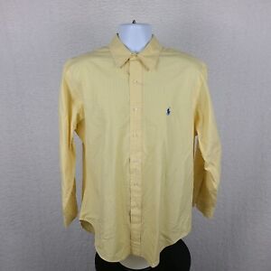 Polo Ralph Lauren Dress Shirt Men 16.5 32/33 Yellow Mini Check Classic Button Up