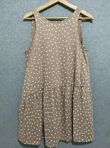 ASOS Design Dress Womens Size 10 Brown Polka Dot Sun Dress 100% Cotton Summer - Picture 1 of 8