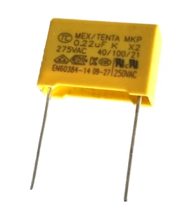 0,22uF 275Vac X2 Sicherheitskondensator 220n 224K 40/100/21 Rastermaß 15mm - Netzfilterung - Bild 1 von 7