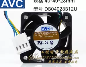 AVC 40x40x28mm BALL BEARING 12V 0.66A FAN DB04028B12U 4-WIRE 23.8CFM - Picture 1 of 1