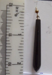 Single earring. late 1980's. Long drop. Jet or onyx with silver hoop - Picture 1 of 5