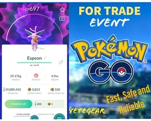 🔥🔥 Pokémon Go DAY SCARF ESPEON For TRADE || Non shiny✔️ Buy 2, Get 1 FREE🔥 - Picture 1 of 4