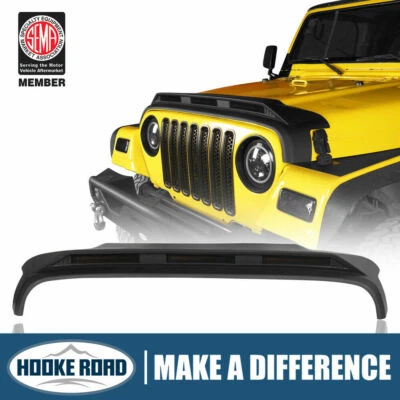 Hooke Road ABS Hood Protector Stone Guard w/Lights Fit Jeep Wrangler TJ 97-06 - Image 1 of 4