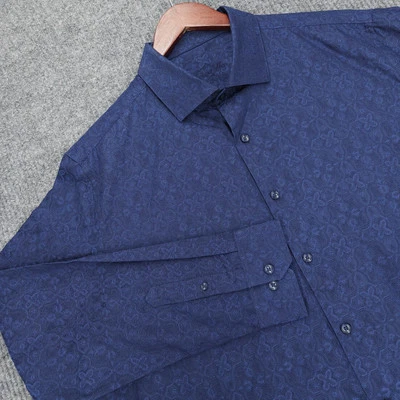 Camisa de vestir Tasso Elba para hombre XL 17,5 azul tejido geométrico manga larga cuello Foto 1 de 4