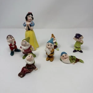 Vintage Walt Disney Schneewittchen und die sieben Zwerge Keramik Figur Set Japan - Bild 1 von 11