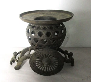 Vintage 3-Piece JAPANESE Figural Cast Iron IKEBANA Planter  13" x 10.5" - Picture 1 of 6