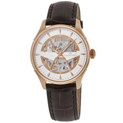 Nuevo reloj para hombre Hamilton Jazzmaster Skeleton automático esfera blanca cuero H42505510 Foto 1 de 4