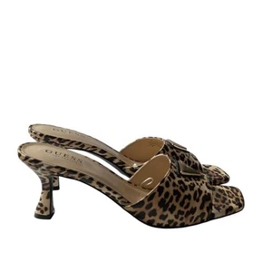 Guess Leopard Print Square Open Toe Logo Detail Kitten Heel Mules Size 9 NWOB - Picture 1 of 9