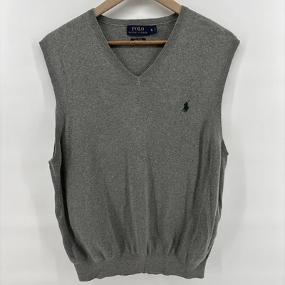 Polo Ralph Lauren Sweater Vest Men’s XL Gray Knit Pima Cotton V-Neck Golf Preppy - Image 1 of 4