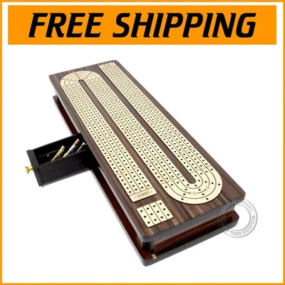 Exquisite Handmade Continuous Cribbage Board with 4 Tracks in Rosewood and Maple - Image 1 of 4