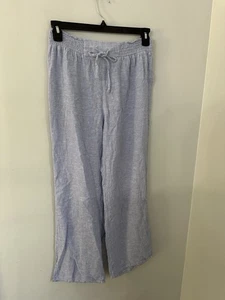 Pantalones de mujer Cynthia Rowley azules lisos informales de lino M - Imagen 1 de 7