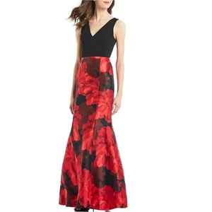 Calvin Klein Gr. 8 festliches Kleid rot, schwarz, V-Ausschnitt NEU - Bild 1 von 6