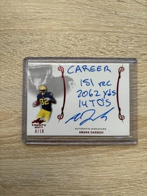 2017 Leaf Trinity Ruby Amara Darboh Auto Inscription Stats /10 Michigan 8/10 - Image 1 of 2