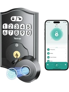 Cerradura de puerta con huella digital Cerradura de puerta de entrada sin llave Deadbolt Control de aplicación inteligente con código - Imagen 1 de 8