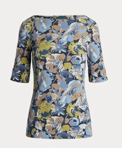 Lauren Ralph Lauren Women's Floral Stretch Cotton T-Shirt Size L New - Picture 1 of 11