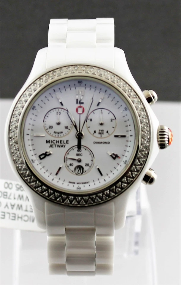 MWW17B000001 Michelle Jetway Ladies White Ceramic Swiss Quartz Chronograph Watch - Image 1 of 4