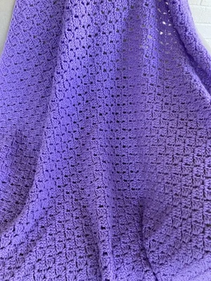 "Nueva manta afgana hecha a mano para bebé, púrpura (lavanda) aproximadamente 36x34""" Foto 1 de 4