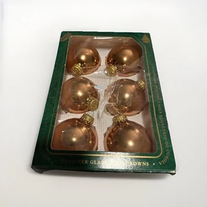 Krebs Christmas Tree Ornaments 6 Glass Crowns Round 3”Vintage - Picture 1 of 9