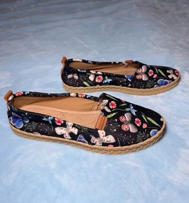 Alpargata feminina floral/borboletas coral tamanho 8,5/39 (alpargata sintética) - Imagem 1 de 4