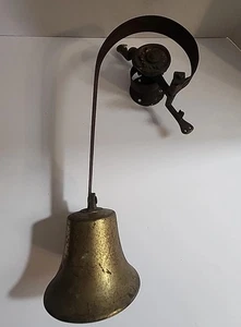 ANTIKE DIENER/LADENTÜRKLINGEL MIT MESSINGGLOCKE, GUSSEISEN, STAHLHALTER VINTAGE - Bild 1 von 8