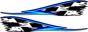 Juego de 2 calcomanías pegatinas gráficos vinilo carreras bandera y rayas a cuadros 4"x 22" azul - Imagen 1 de 1
