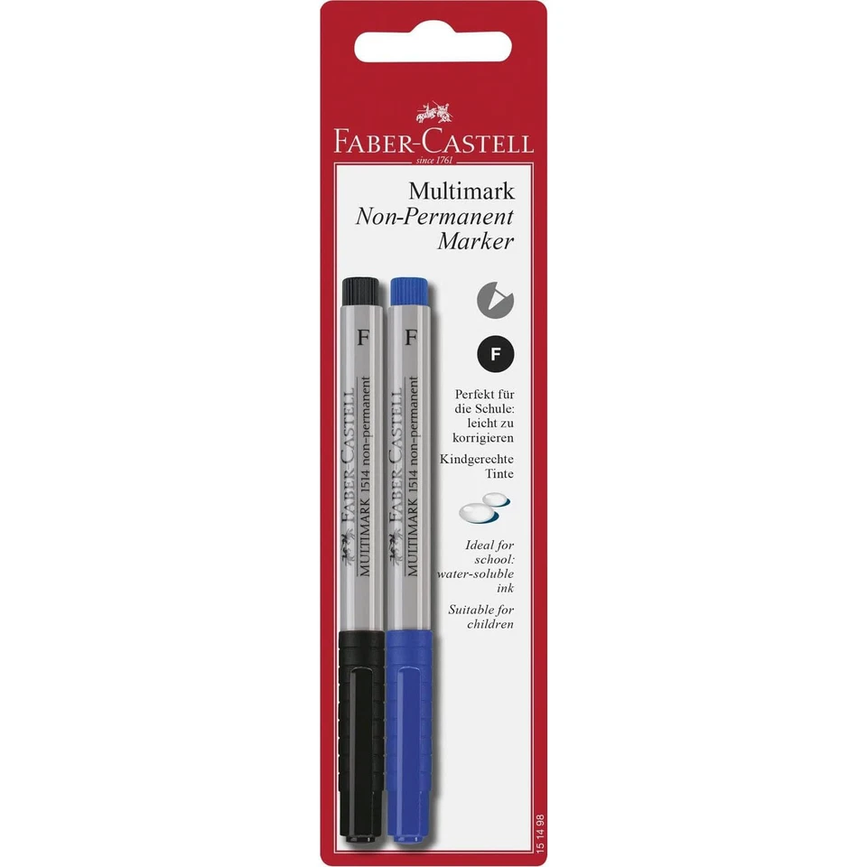 FABER CASTELL Folienstifte Folienschreiber Set OHP Marker wasserlöslich Radierer - Bild 1 von 1