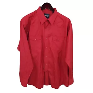 Wrangler Western Hemd Herren 3XL rot gestreift Pearl Snap Cowboy Rodeo Vintage 90er - Bild 1 von 12