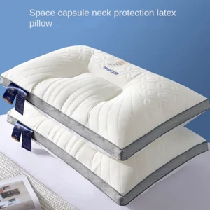Space Capsule Latex Pillow Adult Cervical Support Feather Soft Sleep Aid - Picture 1 of 13