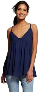 Soul Cake Tank Top Medium Navy Drapey V-Neck Women's Junior Free Ship New - Picture 1 of 5