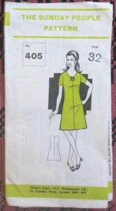 Vintage 60er 70er Jahre The Sunday People Schnittmuster Service A-Linie Kleid Gr. 32 - Bild 1 von 2