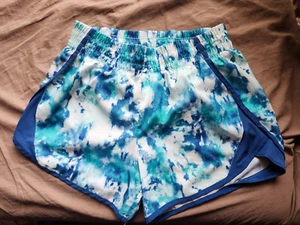 Athletic Shorts Girls L(10-12) Light Dark Blue & Turquoise Green Tie Dye - Picture 1 of 7