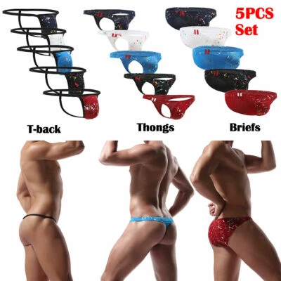 Paquete de 5 calzoncillos de bikini calzoncillos calzoncillos calzoncillos de tiro bajo sexy para hombre Foto 1 de 4