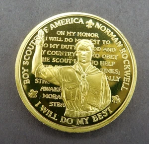 GLACIERS EDGE COUNCIL WI NORMAN ROCKWELL COMMEMORATIVE COIN "I WILL DO MY BEST" - Picture 1 of 5