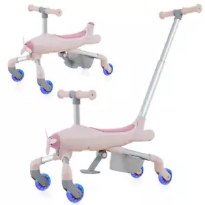 2-in-1 Kids Ride-on Push Car w/ LED Lighted Wheels Removable & Adjustable Handle - Picture 1 of 9