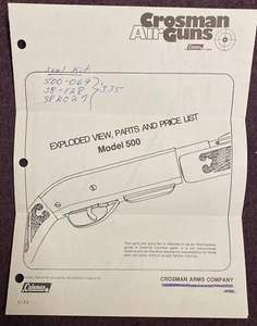 Crosman Model 500 Service Manual With Exploded View & Parts List 1984 - Picture 1 of 9