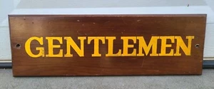 Antique Vintage Gentlemen Restroom Men's Sign Train Station Advertising Gas Oil - Picture 1 of 14