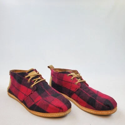 Toms Shoes Sneaker Women Size 9.5 Plaid Textile Lace Up Slip On - Image 1 of 4