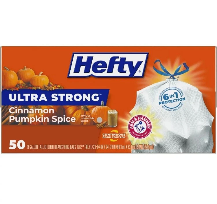Bolsas de basura de cocina altas ultra fuertes pesadas canela calabaza especias 13 galones/50 Foto 1 de 1