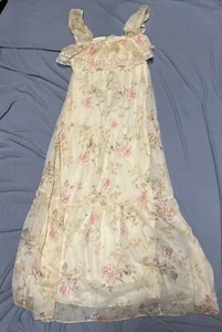 Vtg Maxi Dress Roberta California Cottagecore Hippy Floral Size 11 Tiered - Picture 1 of 15