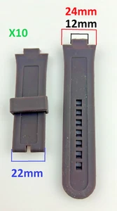 Lotto 10 Cinturini Orologio Generico Silicone Marrone Uomo Attacco 24mm Sport - Foto 1 di 3